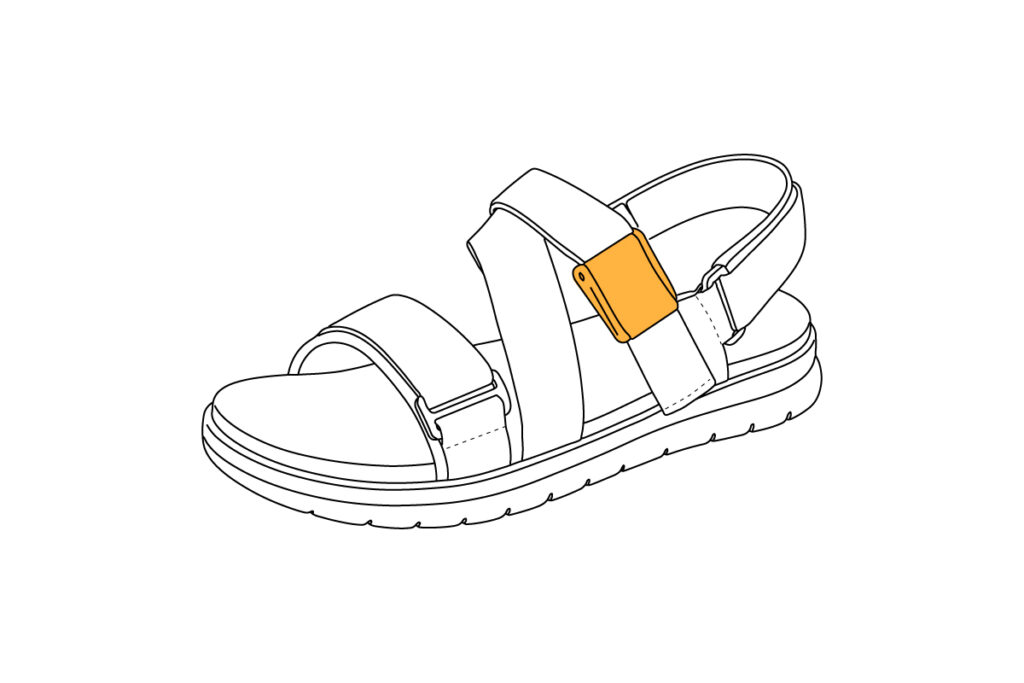 カムバックル付のサンダル